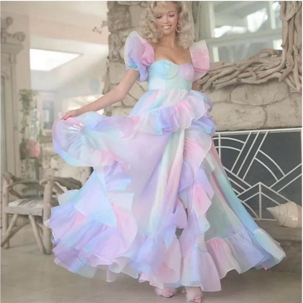 Selkie Pastel Ruffle Maxi Dress